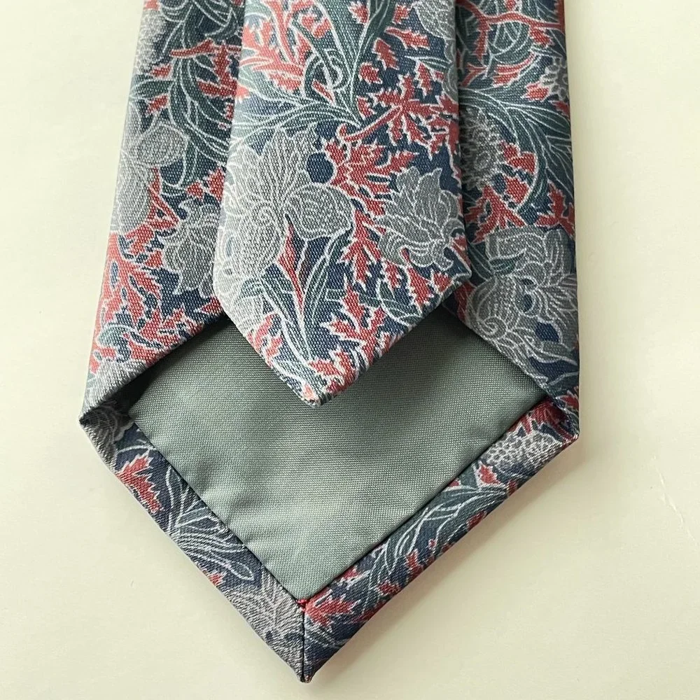 Vintage‎ Rome Silk Men's Necktie Floral Print Blue Gray Red Neckwear